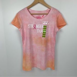 Susan G. Komen by Earth Yoga Stronger Than Tie Dye T-Shirt Size Large